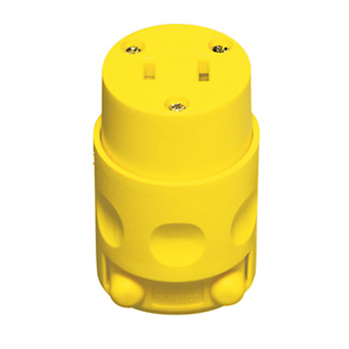 Main product image of 15 Amp-125V NEMA 1-15R, 2-pole, 2-wire, Connector,polarized Black Rubber w/ Vinyl Insert, Face And Clamps (Yellow)