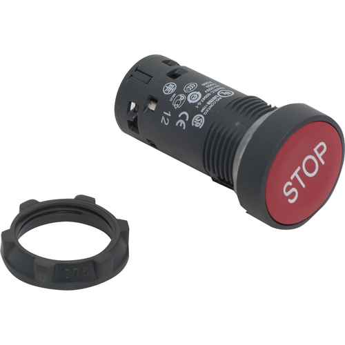 Main product image of Harmony XB7 Monolithic Push Button, White Marked STOP, Spring Return, 1 NC - Red