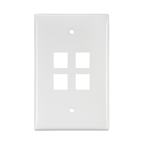 Main product image of Midsize Single-Gang Quickport, Wallplate, 4-port (White)
