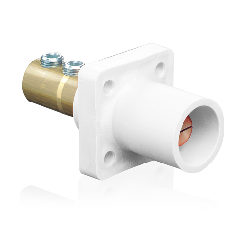 Main product image of Male, Panel Receptacle, 90-Degree, Double Set Screw, 2/0-4/0 AWG, 400A Max., 16 Series Taper Nose (White)- Bulk Pack (25)