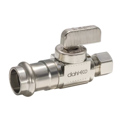 Main product image of 1/2" Female Press x 3/8" OD Comp Straight Supply Stop, Lead Free (Chrome Plated Brass)