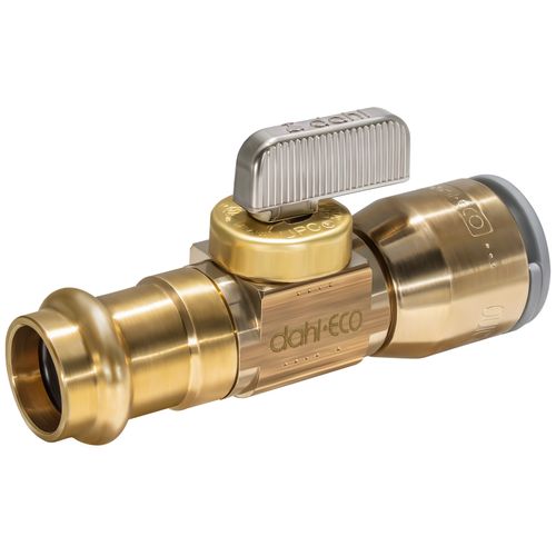 Main product image of 1/2" Female Press x 1/2" QUICK-GRIP Straight In-Line Stop & Isolation Valve, Lead Free (Rough Brass)