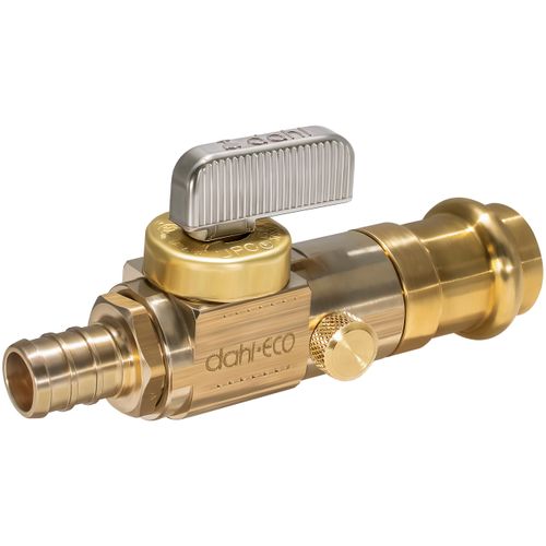Main product image of 1/2" Crimpex x 1/2" Female Press Straight In-Line Stop w/ Drain, Lead Free (Rough Brass)