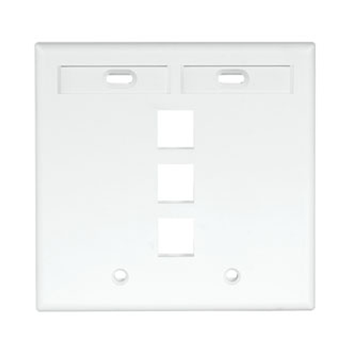 Main product image of Dual-Gang Quickport, Wallplate w/ ID Windows, 3-port (White)