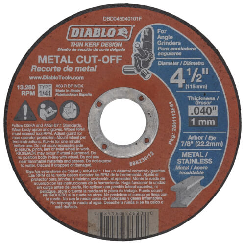 4-1/2" Metal Cut Off Disc w/ Thin Kerf