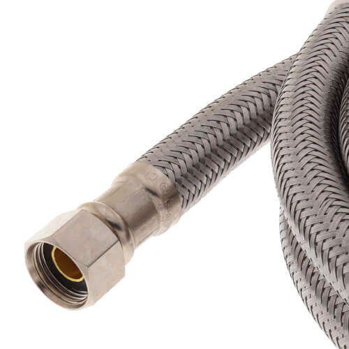 Main product image of 60" Braided Stainless Steel Dishwasher Connector w/ 2 MIP Elbows (3/8" x 3/8" Compression Thread)
