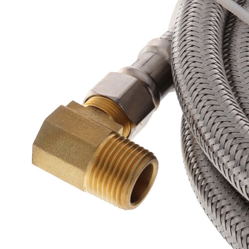 Main product image of 60" Braided Stainless Steel Dishwasher Connector w/ MIP Elbow (3/8" x 3/8" Compression)