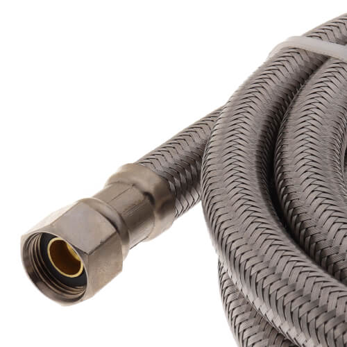 Main product image of 72" Braided Stainless Steel Dishwasher Connector w/ MIP Elbow (3/8" x 3/8" Compression Thread)