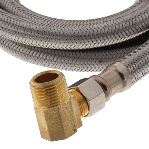 Main product image of 72" Braided Stainless Steel Dishwasher Connector w/ MIP Elbow (3/8" x 3/8" Compression Thread)
