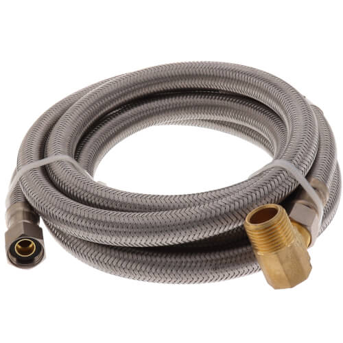 Main product image of 72" Braided Stainless Steel Dishwasher Connector w/ MIP Elbow (3/8" x 3/8" Compression Thread)