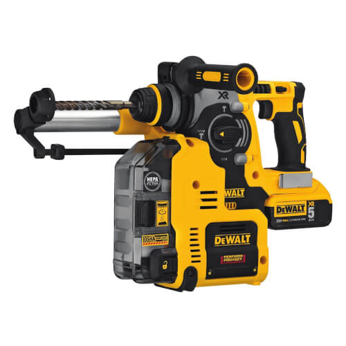 Main product image of 20V Max XR Brushless 1" L-Shape SDS Plus Rotary Hammer Kit with on Board Dust Extractor, (2) Batteries