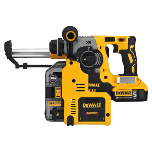 Main product image of 20V Max XR Brushless 1" L-Shape SDS Plus Rotary Hammer Kit with on Board Dust Extractor, (2) Batteries