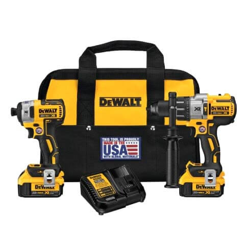 20V MAX XR Lithium-Ion Cordless Brushless Hammer Drill, Impact Combo Kit w/ 2 Batteries, and Charger