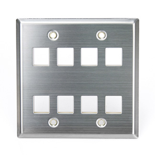 Main product image of Stainless Steel Quickport, Wallplate, Dual-Gang, 8-port