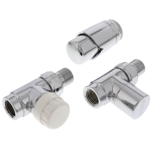 Thermostatic Control Valve Set - Decorative Straight (Polished Chrome)