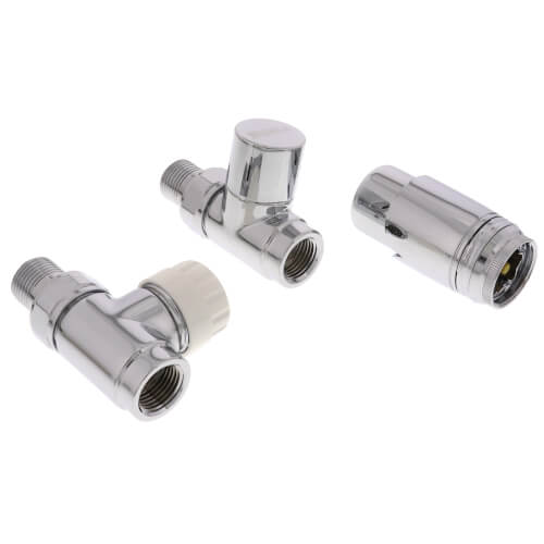 Thermostatic Control Valve Set - Decorative Straight (Polished Chrome)