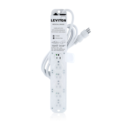 Main product image of 15A 125V, Medical Grade SuRGe Protective Power Strip w/ 6 NEMA 5-15R Outlets, 7' Cord