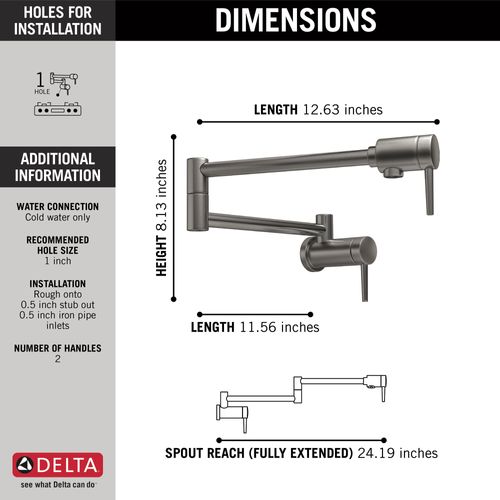Main product image of Contemporary Pot Filler (Black Stainless), 1165LF-KS