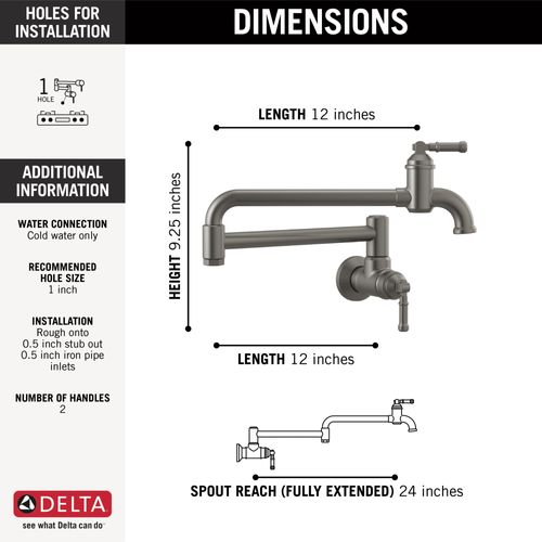 Main product image of Broderick Wall Mount Pot Filler (Black Stainless), 1190LFL-KS