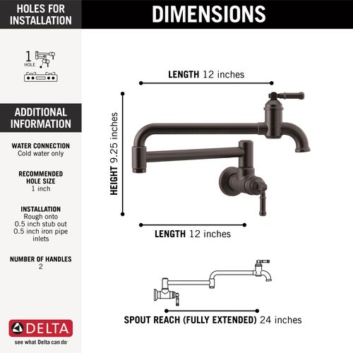 Main product image of Broderick Wall Mount Pot Filler (Venetian Bronze), 1190LFL-RB