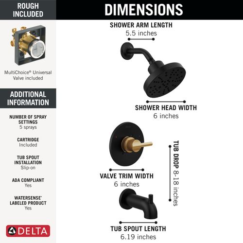 Main product image of Nicoli Monitor 14 Series Tub and Shower (Matte Black/Champagne Bronze), 144749-GZ