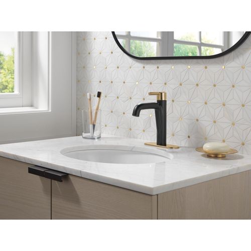 Main product image of Nicoli Single Handle Bathroom Faucet, 15849LF-GZ (Matte Black / Champagne Bronze)