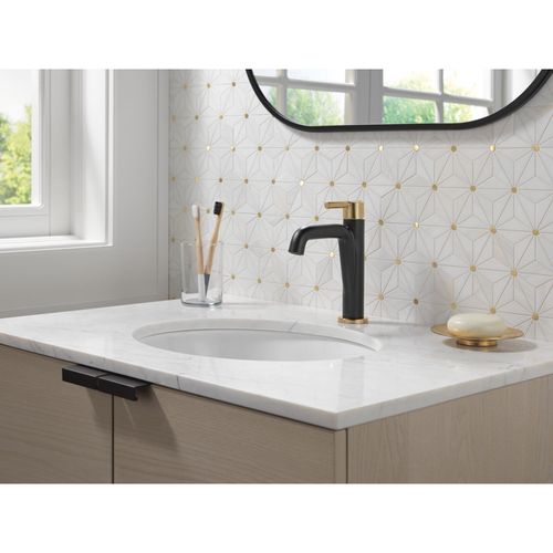 Main product image of Nicoli Single Handle Bathroom Faucet, 15849LF-GZ (Matte Black / Champagne Bronze)