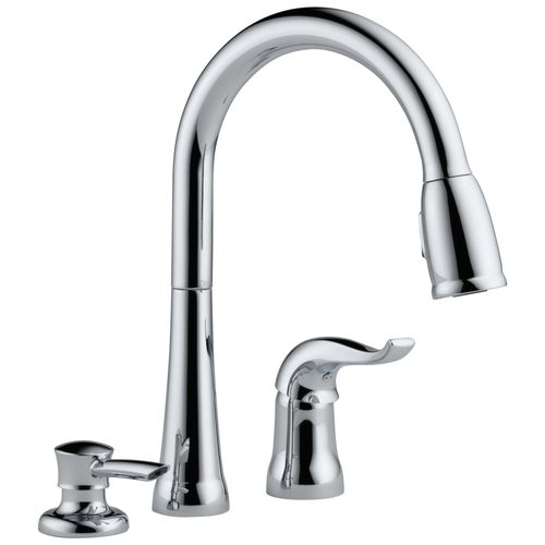 Main product image of Kate Single Handle Pulldown Kitchen Faucet w/ Soap Dispenser (Chrome), 16970-SD-DST