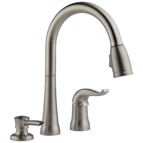Main product image of Kate Single Handle Pulldown Kitchen Faucet w/ Soap Dispenser (Stainless), 16970-SSSD-DST