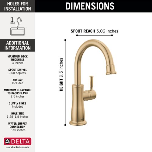 Main product image of Traditional Beverage Faucet (Champagne Bronze), 1960-CZ-DST