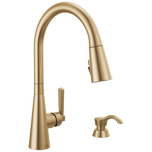 Main product image of Boyd Single Handle Pull-Down Kitchen Faucet w/ Soap Dispenser and ShieldSpray (Champagne Bronze), 19893Z-CZSD-DST