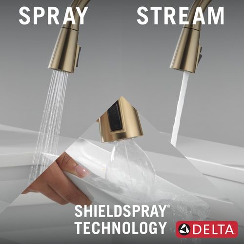 Main product image of Boyd Single Handle Pull-Down Kitchen Faucet w/ Soap Dispenser and ShieldSpray (Champagne Bronze), 19893Z-CZSD-DST