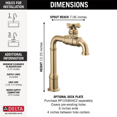 Main product image of Broderick True Bar Kitchen Faucet (Champagne Bronze), 1990LFC-CZ
