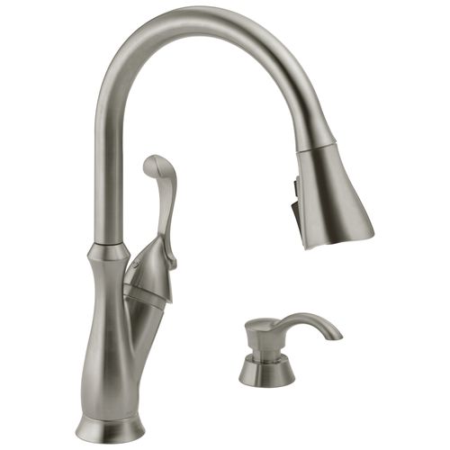 Main product image of Arabella 1-Handle Pull-Down Kitchen Faucet with Soap Dispenser and ShieldSpray (Stainless), 19950Z-SSSD-DST