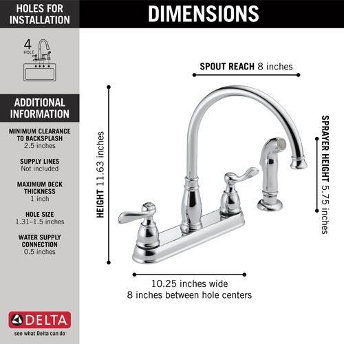 Main product image of Windemere 2 Handle Kitchen Faucet (Chrome), 21996LF