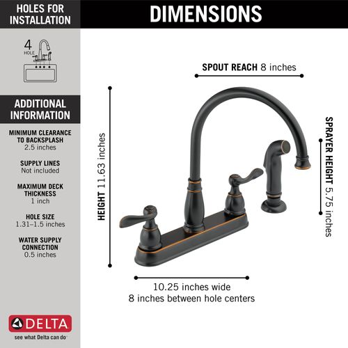 Main product image of Windemere 2 Handle Kitchen Faucet (Oil Rubbed Bronze), 21996LF-OB