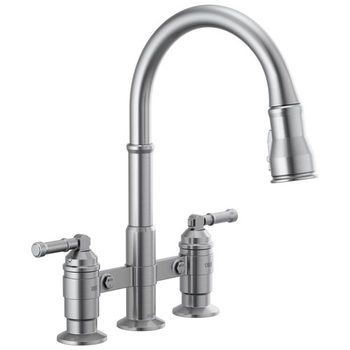 Main product image of Broderick 2 Handle Pulldown Bridge Kitchen Faucet (Arctic Stainless), 2390L-AR-DST