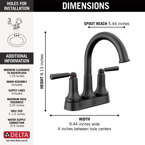 Main product image of Saylor 2 Handle Centerset Bathroom Faucet (Matte Black), 2535-BLMPU-DST