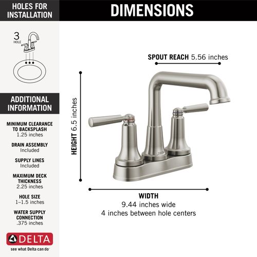 Main product image of 2536-SSMPU-DST Saylor 2 Handle Centerset Bathroom Faucet (Stainless)