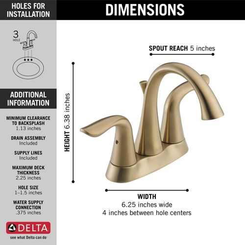 Main product image of Lahara 2 Handle Centerset Bathroom Faucet (Champagne Bronze), 2538-CZMPU-DST