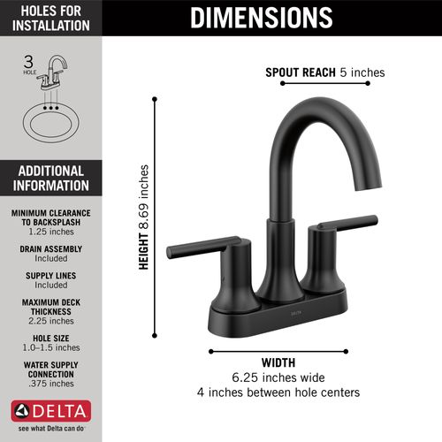 Main product image of Trinsic 2 Handle Centerset Bathroom Faucet (Matte Black), 2559-BLMPU-DST