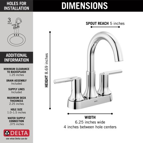 Main product image of Trinsic 2 Handle Centerset Bathroom Faucet (Chrome), 2559-MPU-DST