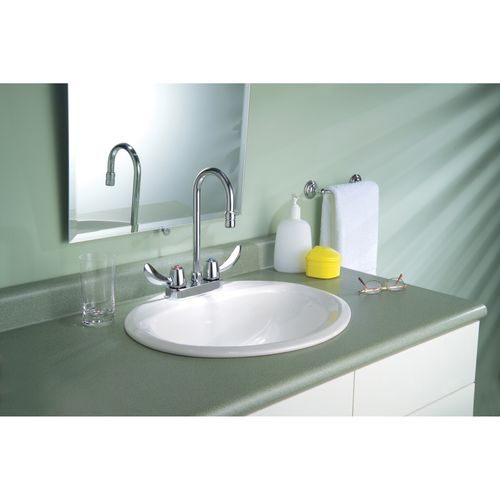 Main product image of Two Handle Cer-Tek Ceramic Deck Mount Gooseneck Bathroom Faucet (Chrome), 27C4842
