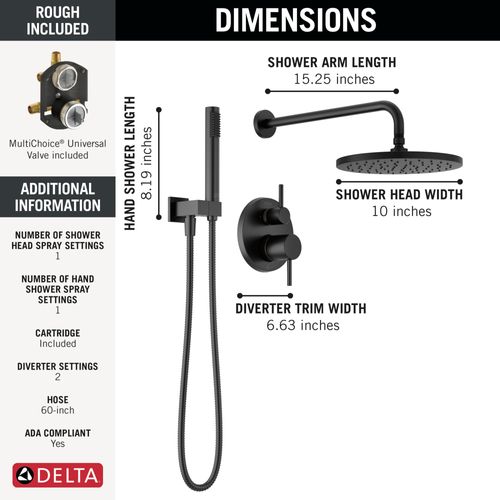 Main product image of Monitor 14 Series Shower w/ Round Raincan, Hand Shower & Rough Valve, 342702-BL (Matte Black)