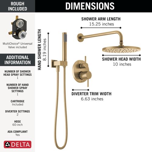 Main product image of Monitor 14 Series Shower w/ Round Raincan, Hand Shower & Rough Valve (Champagne Bronze), 342702-CZ