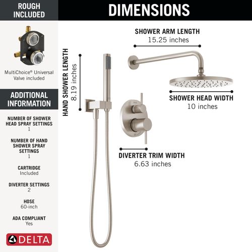 Main product image of Monitor 14 Series Shower w/ Round Raincan, Hand Shower & Rough Valve, Spotshield (Brushed Nickel), 342702-SP