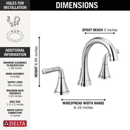Main product image of Kayra 2 Handle Widespread Bathroom Faucet (Chrome), 3533LF-MPU