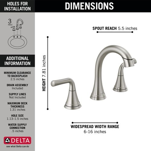 Main product image of Kayra Two Handle Widespread Pull-Down Bathroom Faucet, 3533LF-SSPDMPU (Stainless)