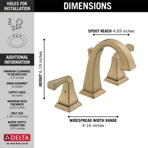 Main product image of Dryden 2 Handle Widespread Bathroom Faucet (Champagne Bronze), 3551-CZMPU-DST