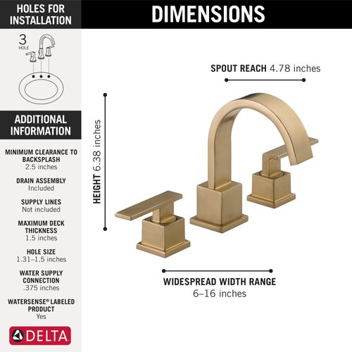 Main product image of Vero 2 Handle Widespread Bathroom Faucet (Champagne Bronze), 3553LF-CZ